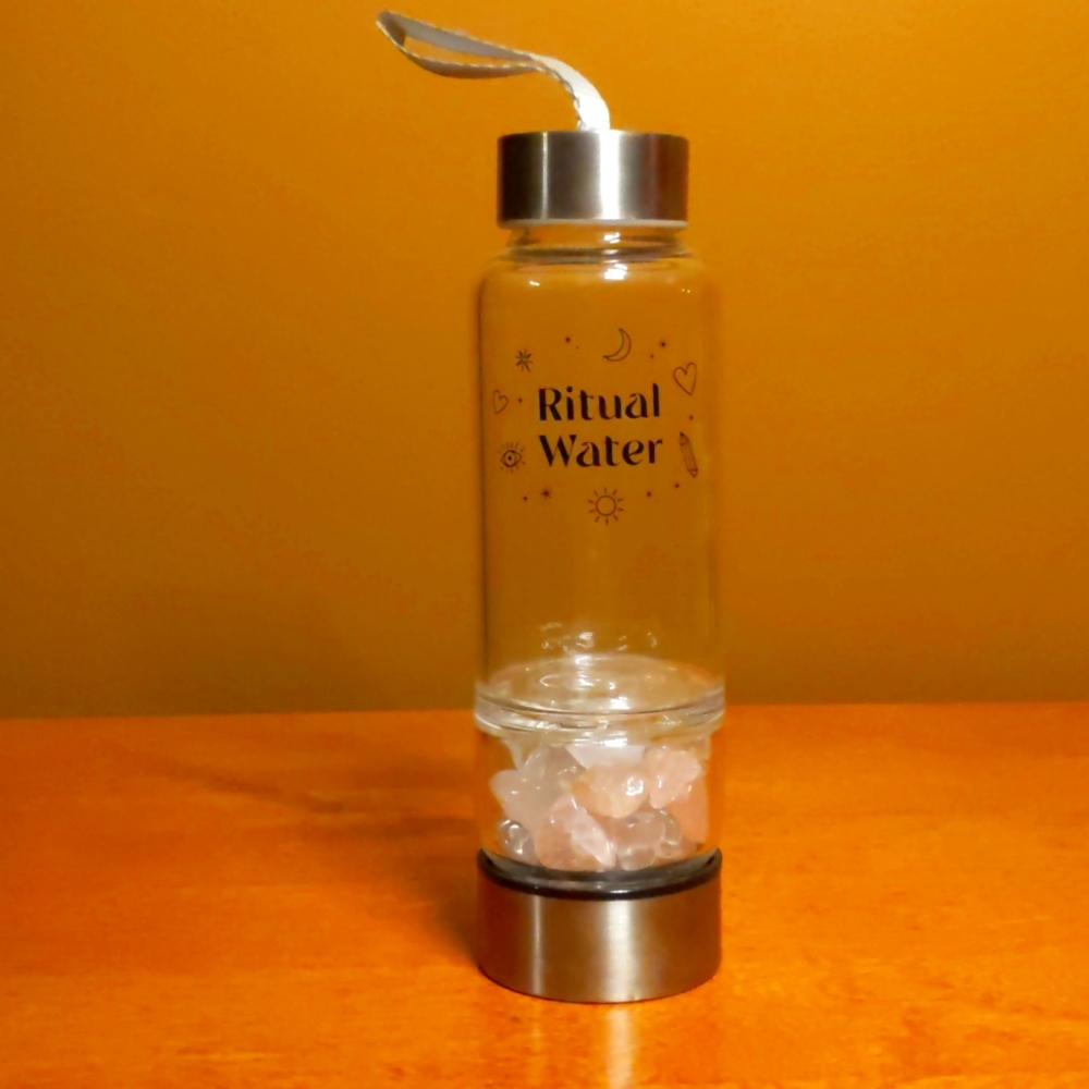 Goddess provisions water bottle with crystal container bottom